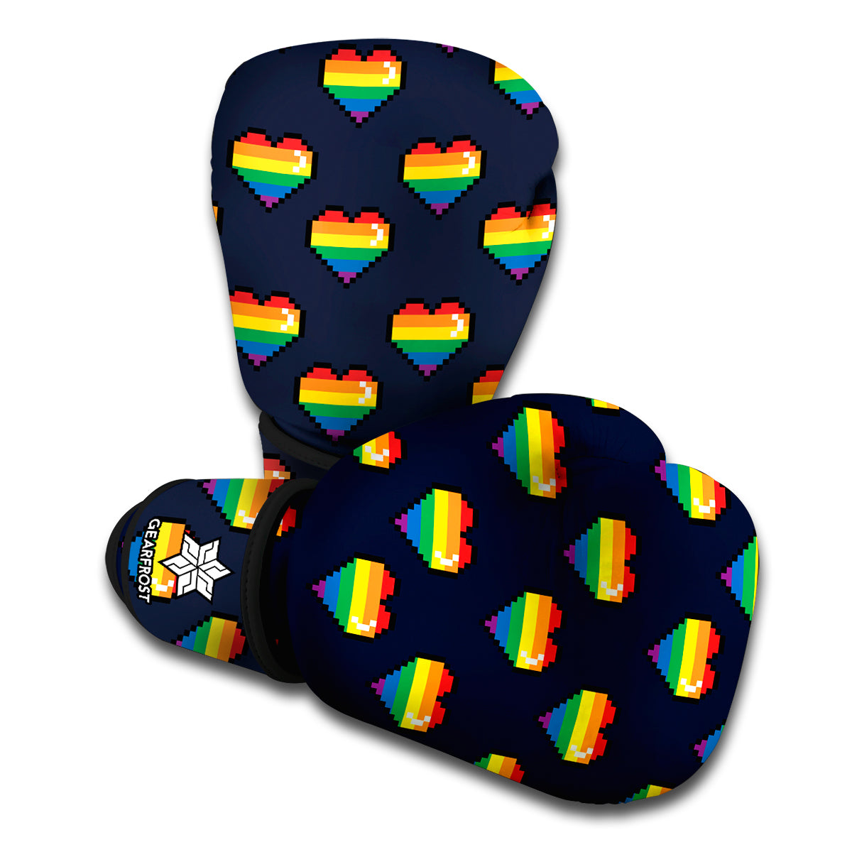 Rainbow Pixel 8-Bit LGBT Pride Heart Boxing Gloves