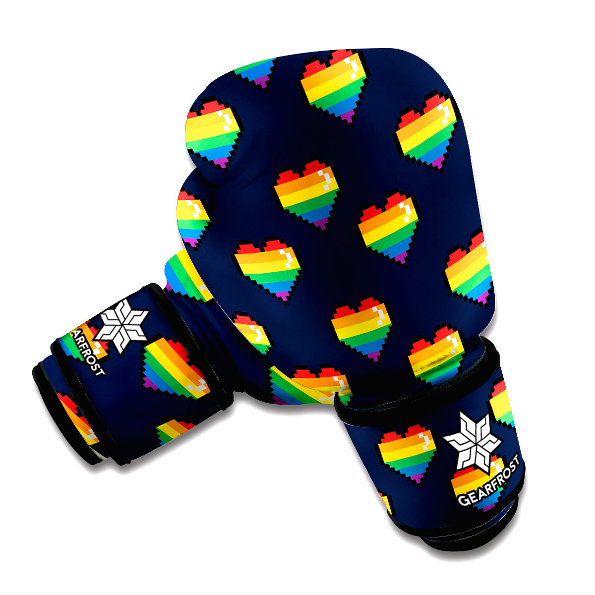 Rainbow Pixel 8-Bit LGBT Pride Heart Boxing Gloves