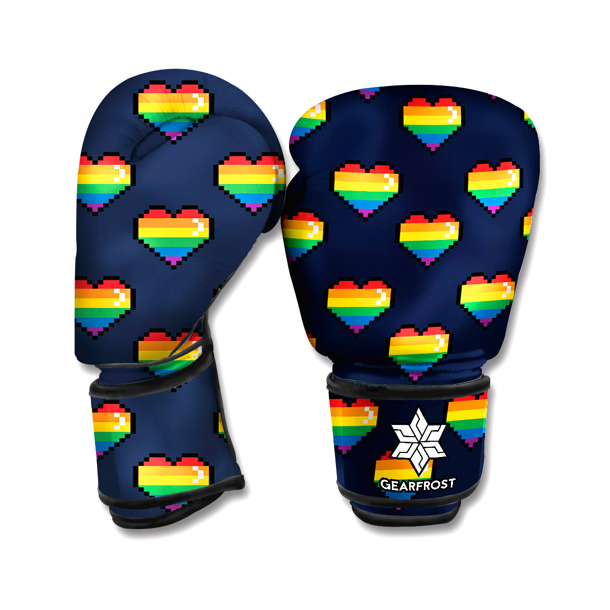 Rainbow Pixel 8-Bit LGBT Pride Heart Boxing Gloves
