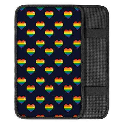 Rainbow Pixel 8-Bit LGBT Pride Heart Car Center Console Cover