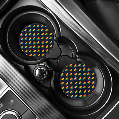 Rainbow Pixel 8-Bit LGBT Pride Heart Car Coasters