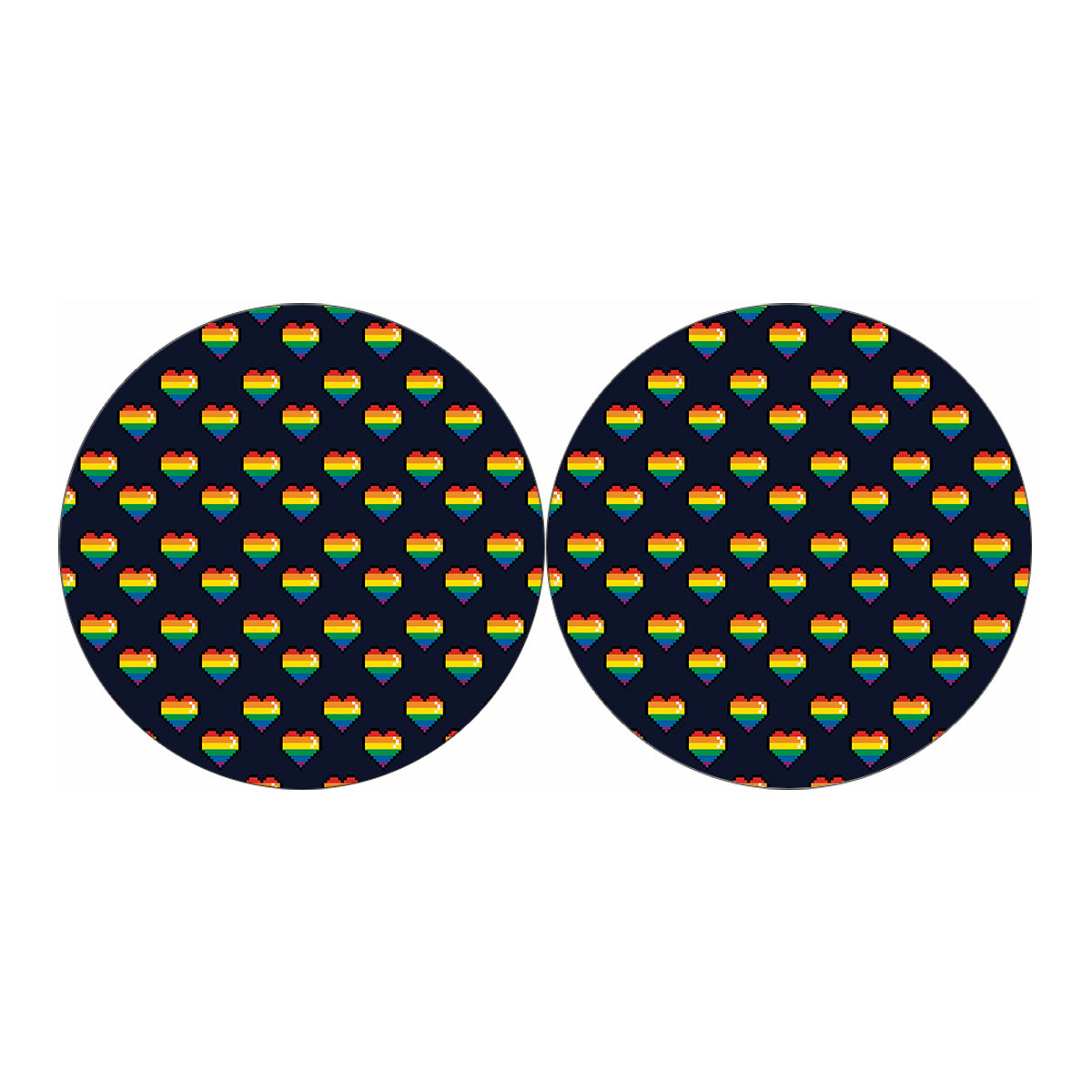 Rainbow Pixel 8-Bit LGBT Pride Heart Car Coasters