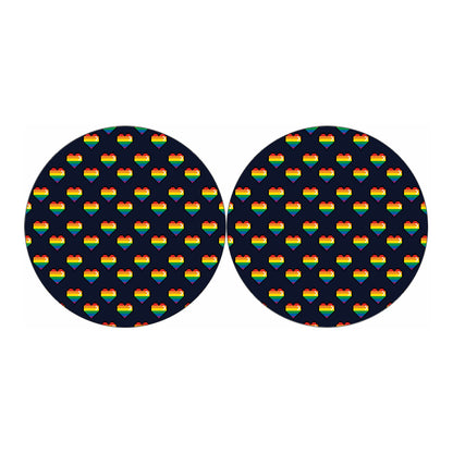 Rainbow Pixel 8-Bit LGBT Pride Heart Car Coasters