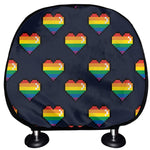 Rainbow Pixel 8-Bit LGBT Pride Heart Car Headrest Covers