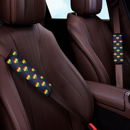 Rainbow Pixel 8-Bit LGBT Pride Heart Car Seat Belt Covers