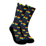Rainbow Pixel 8-Bit LGBT Pride Heart Crew Socks