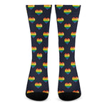 Rainbow Pixel 8-Bit LGBT Pride Heart Crew Socks