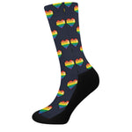 Rainbow Pixel 8-Bit LGBT Pride Heart Crew Socks