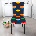 Rainbow Pixel 8-Bit LGBT Pride Heart Dining Chair Slipcover