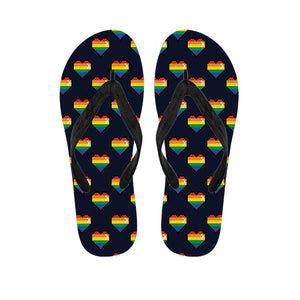 Rainbow Pixel 8-Bit LGBT Pride Heart Flip Flops