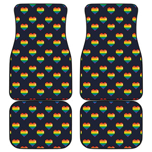 Rainbow Pixel 8-Bit LGBT Pride Heart Front and Back Car Floor Mats