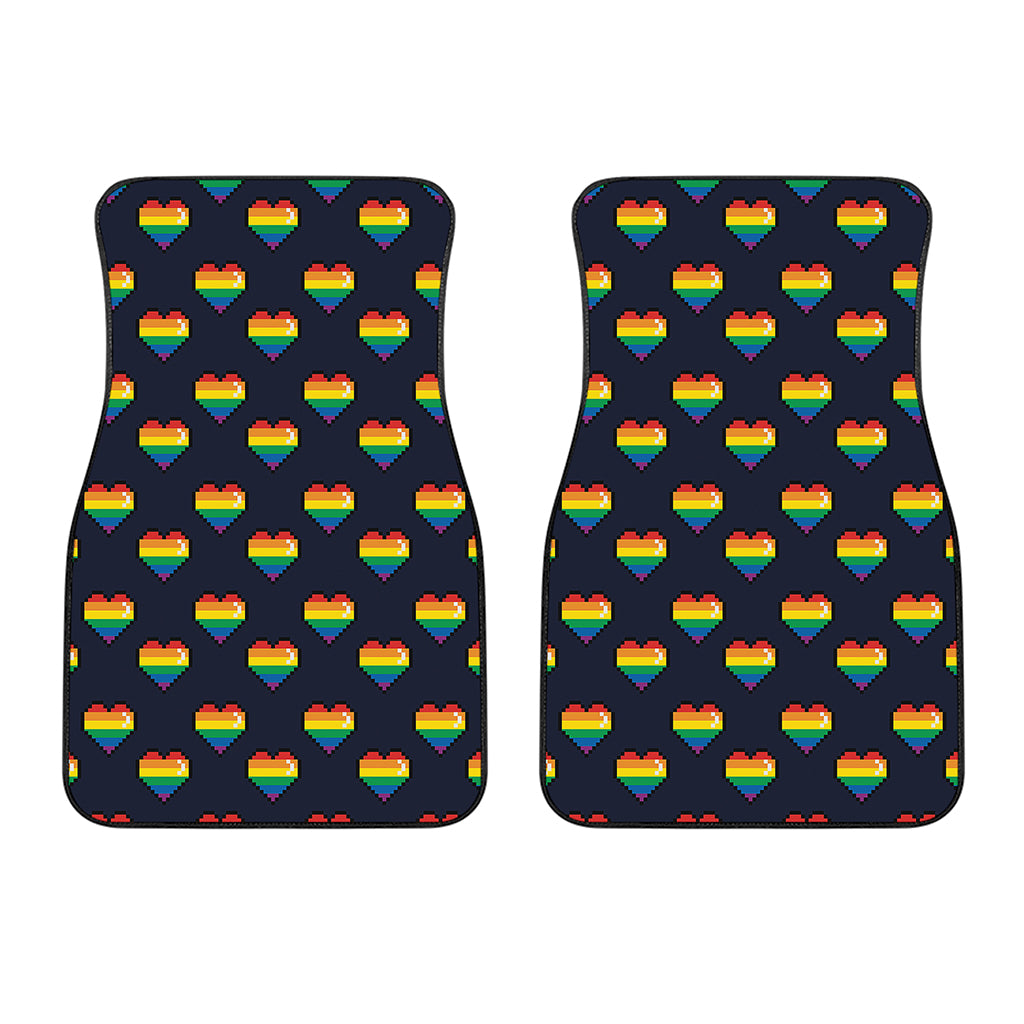 Rainbow Pixel 8-Bit LGBT Pride Heart Front Car Floor Mats