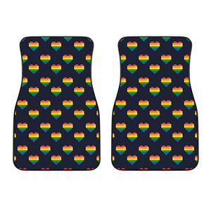 Rainbow Pixel 8-Bit LGBT Pride Heart Front Car Floor Mats