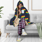 Rainbow Pixel 8-Bit LGBT Pride Heart Hooded Blanket