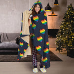 Rainbow Pixel 8-Bit LGBT Pride Heart Hooded Blanket