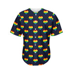 Rainbow Pixel 8-Bit LGBT Pride Heart Men's Baseball Jersey