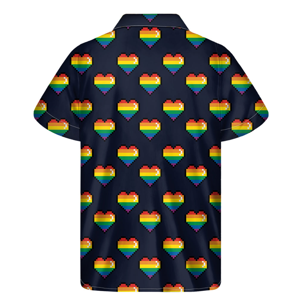 Rainbow Pixel 8-Bit LGBT Pride Heart Men's Short Sleeve Shirt