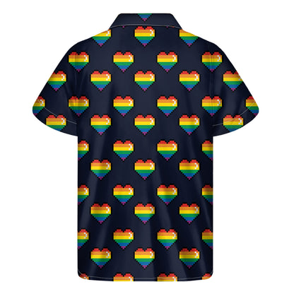 Rainbow Pixel 8-Bit LGBT Pride Heart Men's Short Sleeve Shirt