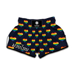 Rainbow Pixel 8-Bit LGBT Pride Heart Muay Thai Boxing Shorts