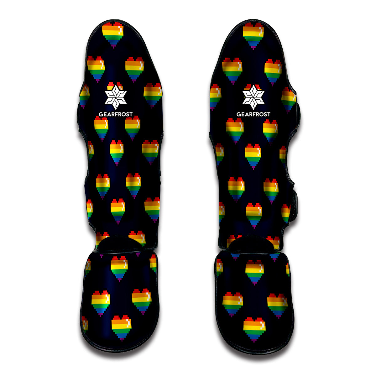 Rainbow Pixel 8-Bit LGBT Pride Heart Muay Thai Shin Guard