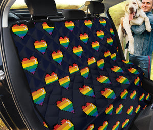 Rainbow Pixel 8-Bit LGBT Pride Heart Pet Car Back Seat Cover