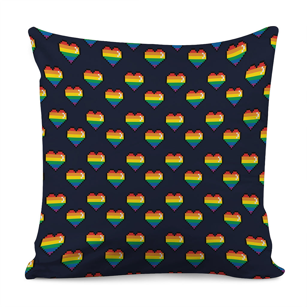Rainbow Pixel 8-Bit LGBT Pride Heart Pillow Cover