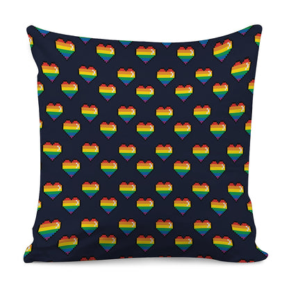 Rainbow Pixel 8-Bit LGBT Pride Heart Pillow Cover