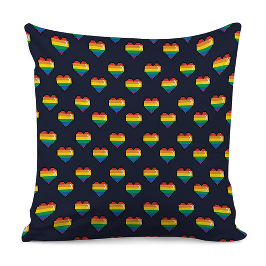 Rainbow Pixel 8-Bit LGBT Pride Heart Pillow Cover