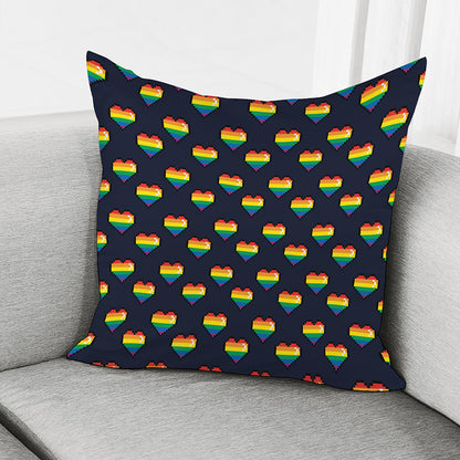 Rainbow Pixel 8-Bit LGBT Pride Heart Pillow Cover