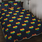 Rainbow Pixel 8-Bit LGBT Pride Heart Quilt Bed Set