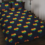 Rainbow Pixel 8-Bit LGBT Pride Heart Quilt Bed Set