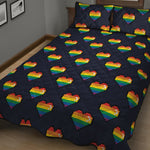 Rainbow Pixel 8-Bit LGBT Pride Heart Quilt Bed Set