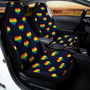 Rainbow Pixel 8-Bit LGBT Pride Heart Universal Fit Car Seat Covers