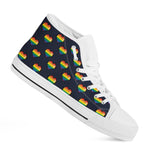 Rainbow Pixel 8-Bit LGBT Pride Heart White High Top Shoes