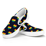 Rainbow Pixel 8-Bit LGBT Pride Heart White Slip On Shoes