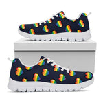 Rainbow Pixel 8-Bit LGBT Pride Heart White Sneakers