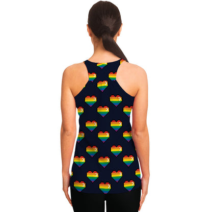 Rainbow Pixel 8-Bit LGBT Pride Heart Women's Racerback Tank Top
