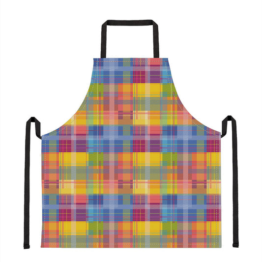 Rainbow Plaid Pattern Print Apron