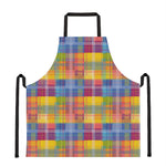 Rainbow Plaid Pattern Print Apron