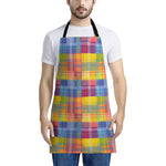 Rainbow Plaid Pattern Print Apron