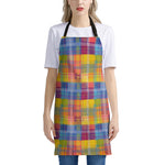 Rainbow Plaid Pattern Print Apron