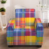 Rainbow Plaid Pattern Print Armchair Slipcover