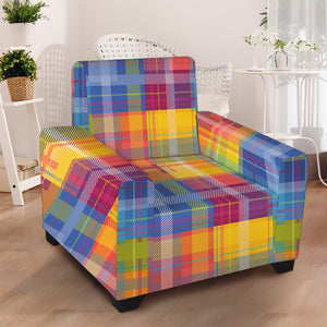 Rainbow Plaid Pattern Print Armchair Slipcover