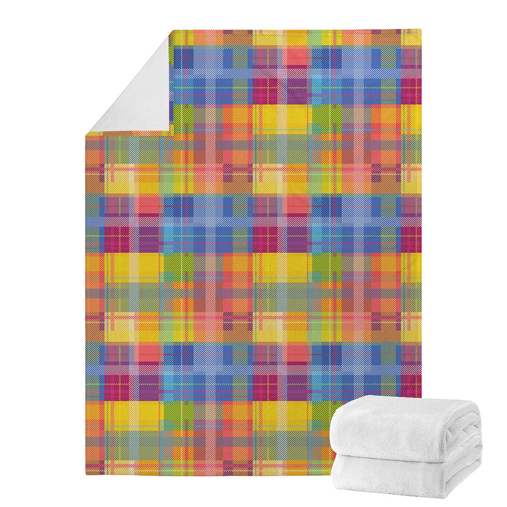 Rainbow Plaid Pattern Print Blanket