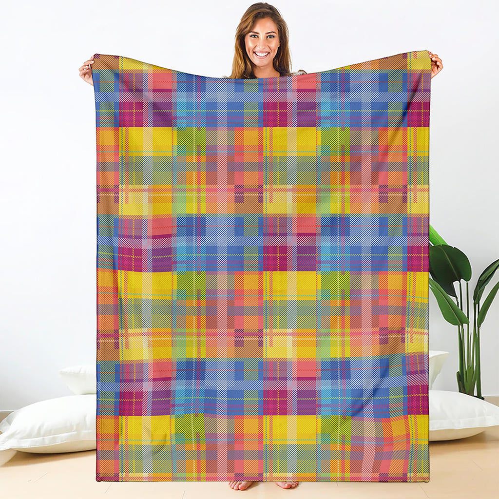 Rainbow Plaid Pattern Print Blanket