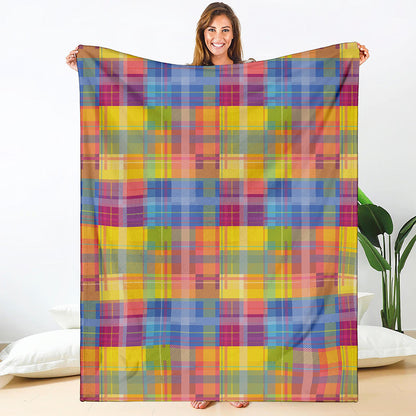 Rainbow Plaid Pattern Print Blanket