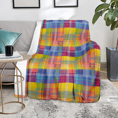 Rainbow Plaid Pattern Print Blanket
