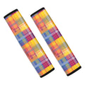Rainbow Plaid Pattern Print Car Seat Belt Covers