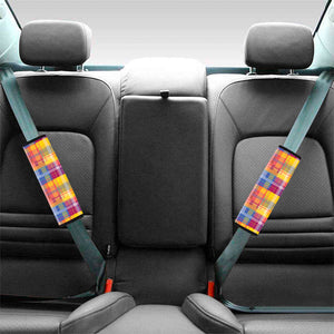 Rainbow Plaid Pattern Print Car Seat Belt Covers