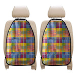 Rainbow Plaid Pattern Print Car Seat Organizers